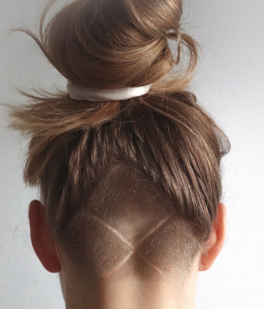 topknot with nape undercut for women