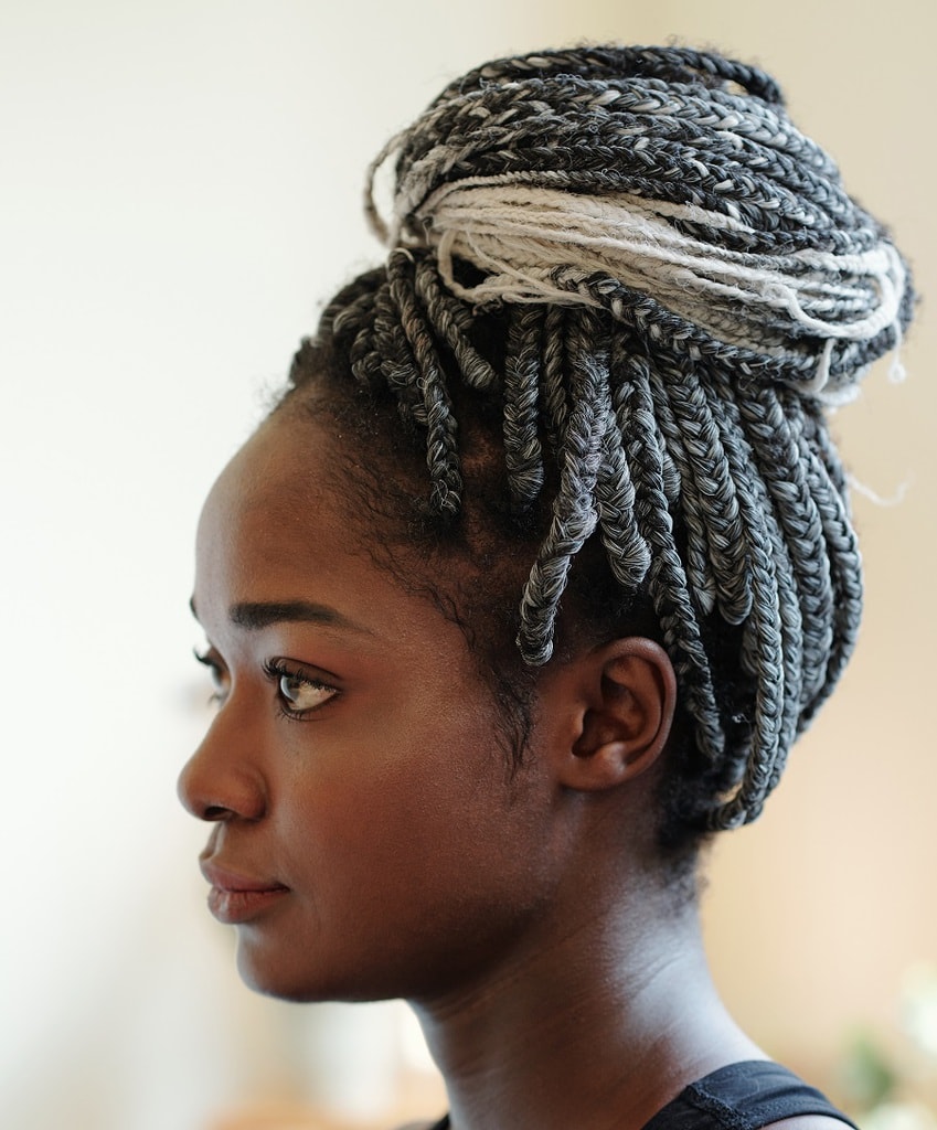 two tone box braided updo