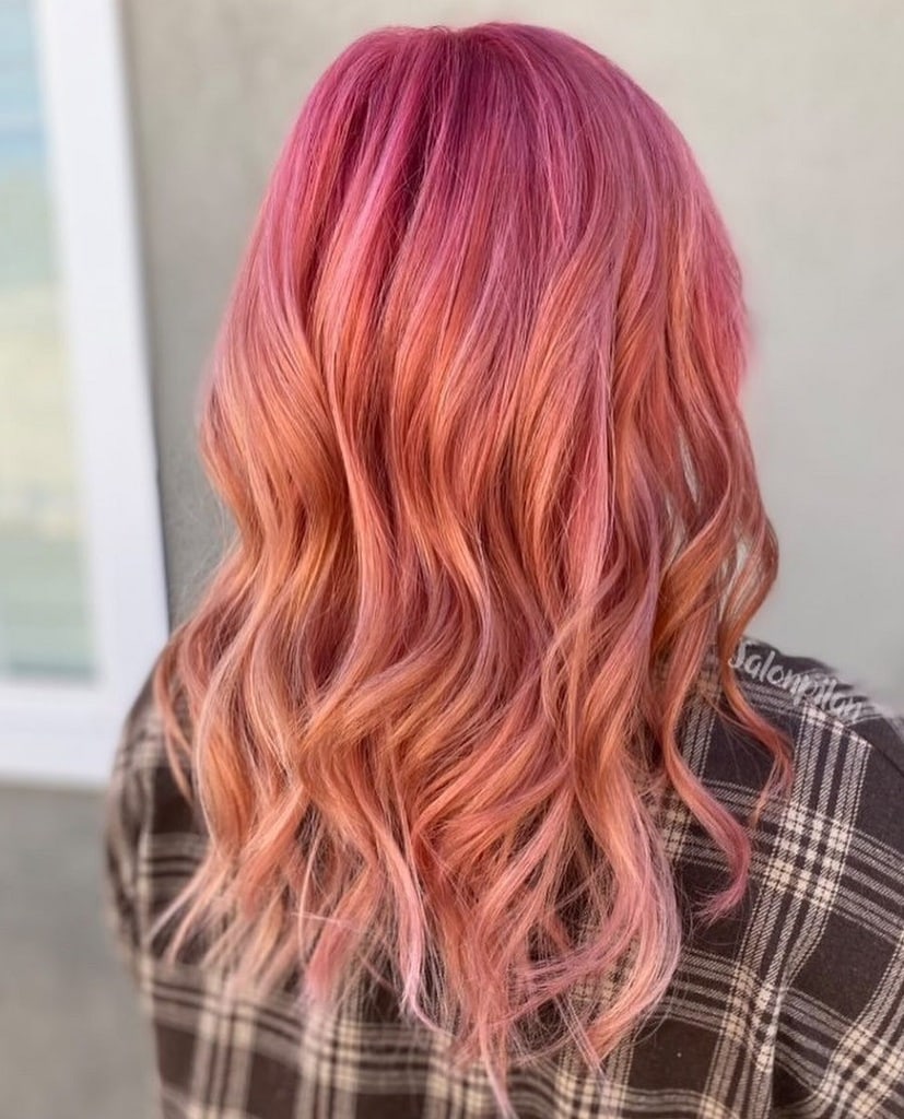 two tone rose gold balayage hair