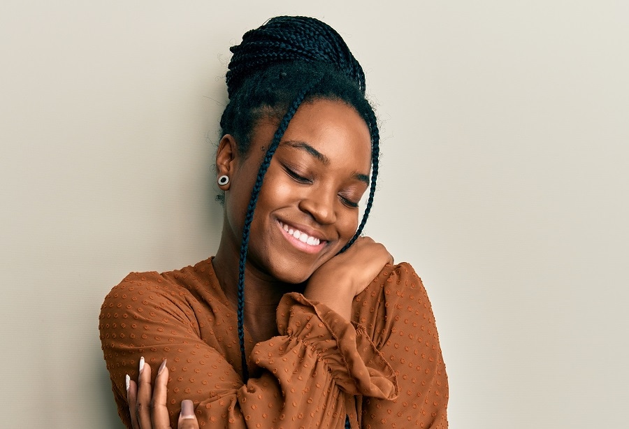 updo with box braids