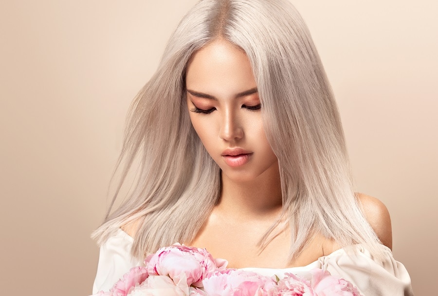 Asian platinum blonde hairstyle