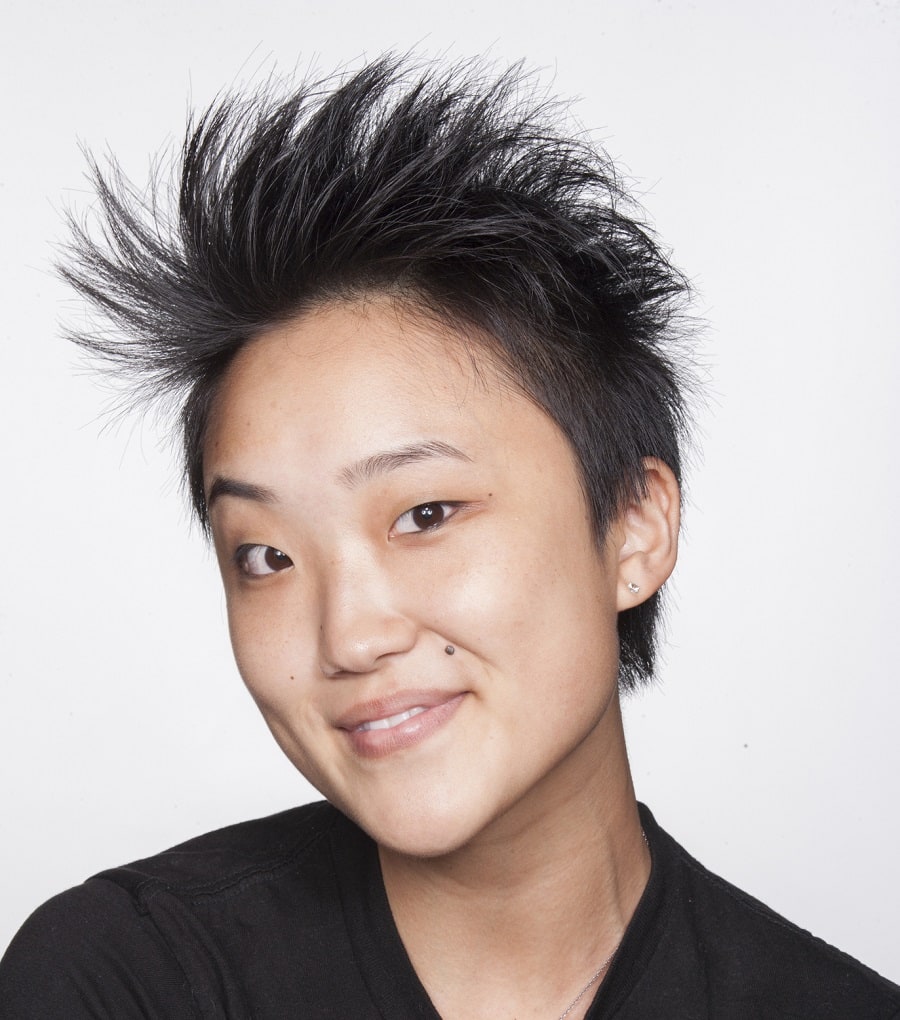 Asian women with short spiky hair