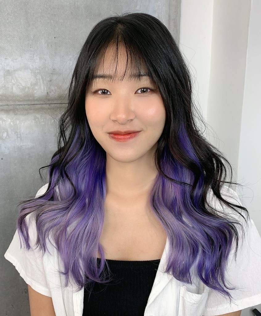 Asian women with violet hair