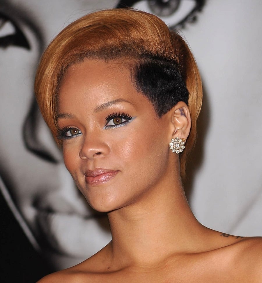 Rihanna with short hair and undercut style