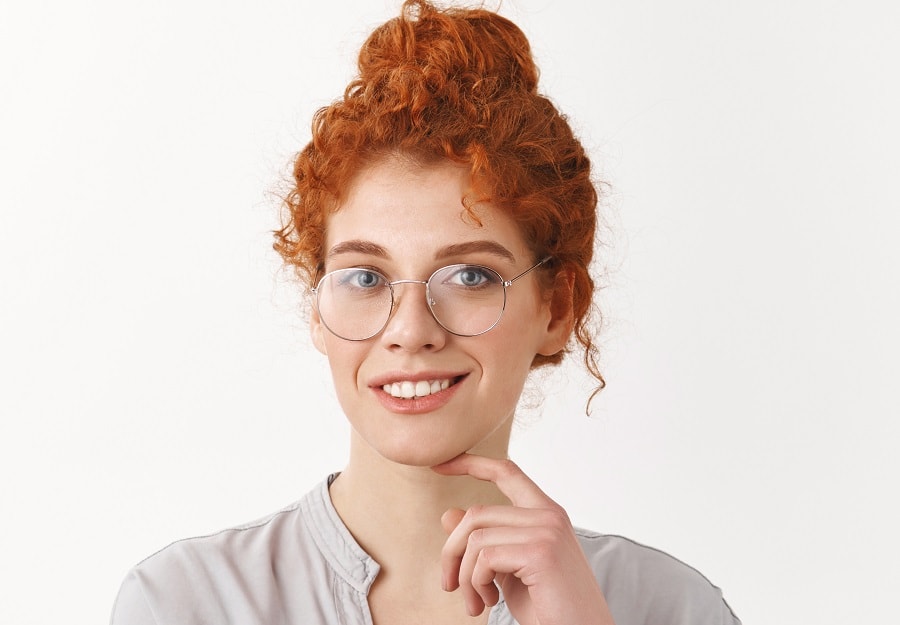 curly messy updo for long red hair
