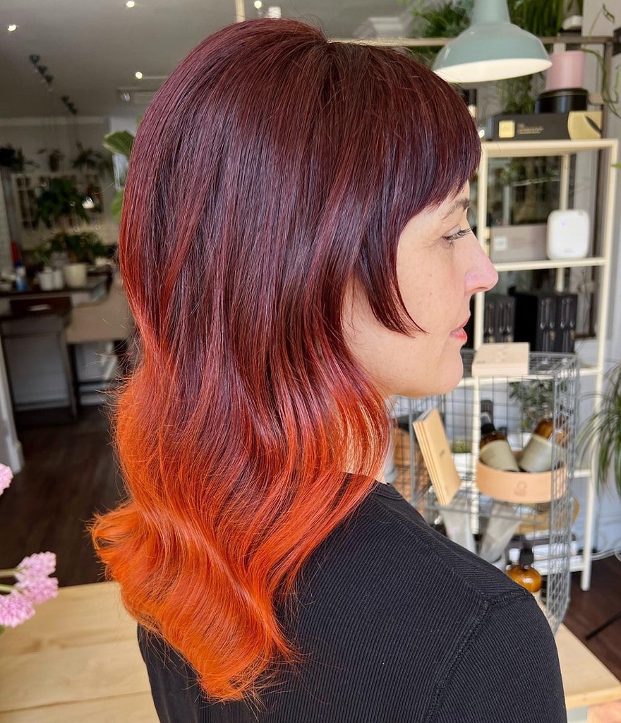 dip dye copper red hair