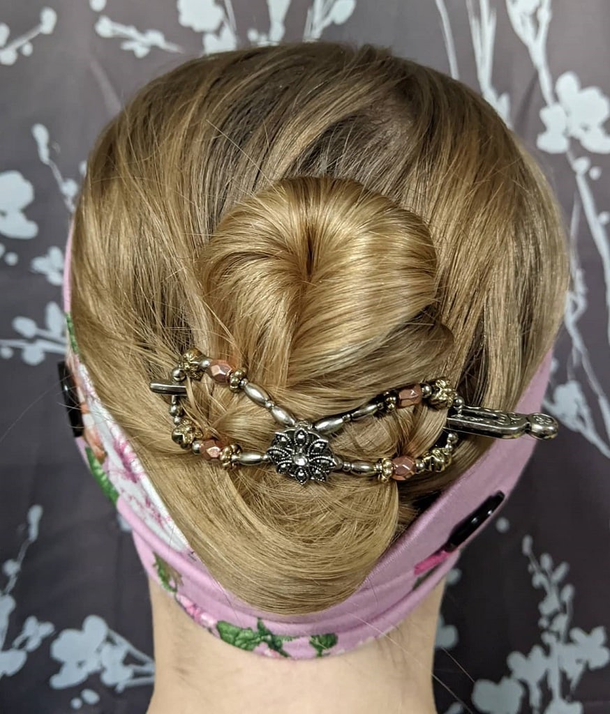 french twist updo hairstyle with headband