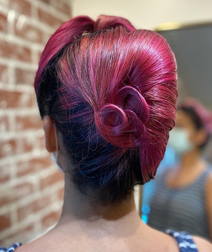 french twist updo with victory rolls