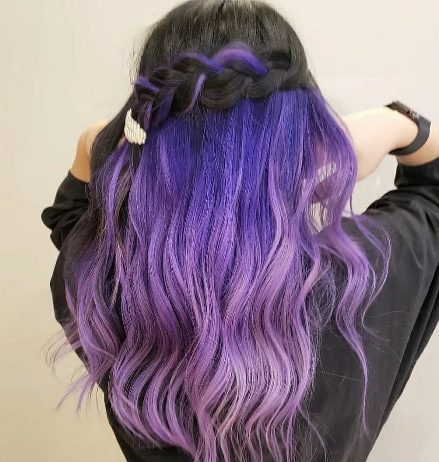half braided lilac hairstyle
