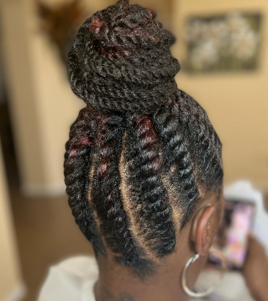 high bun with flat twists