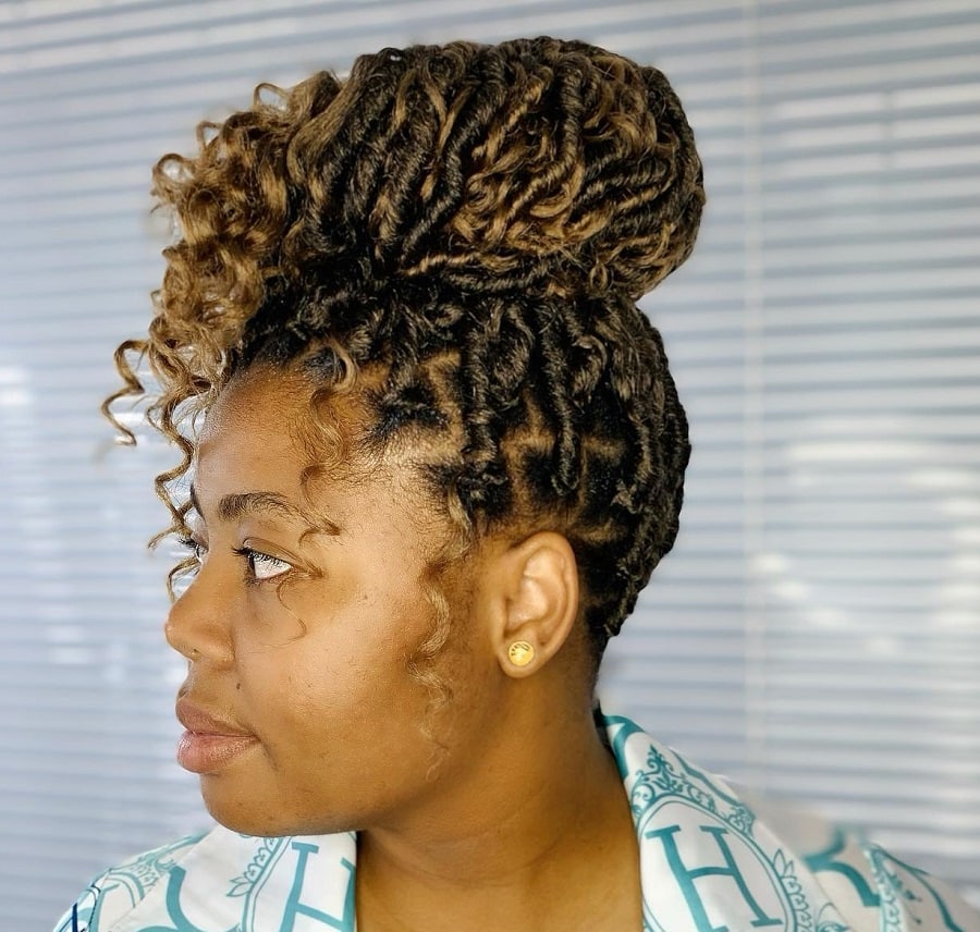 high curly updo with flat twists