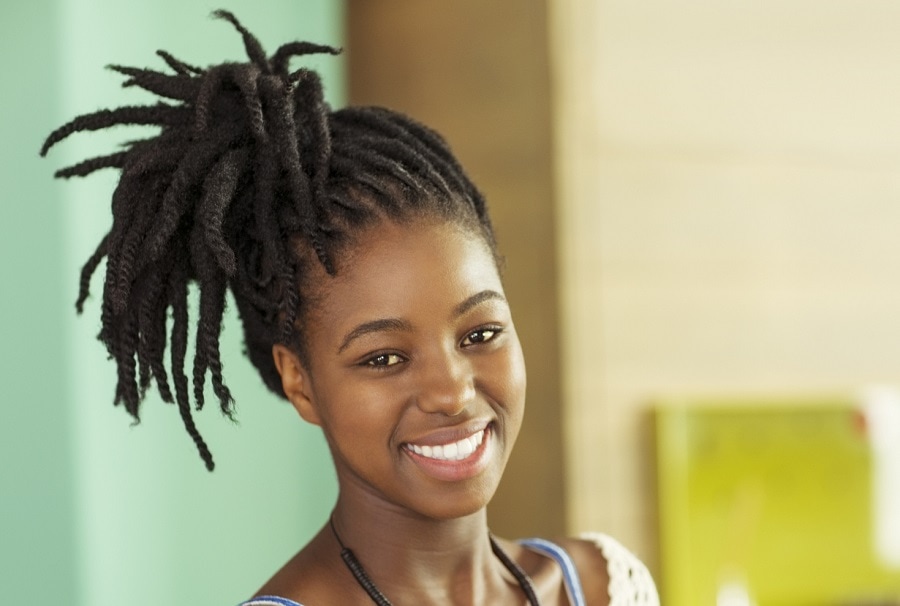 high ponytail with flat twists