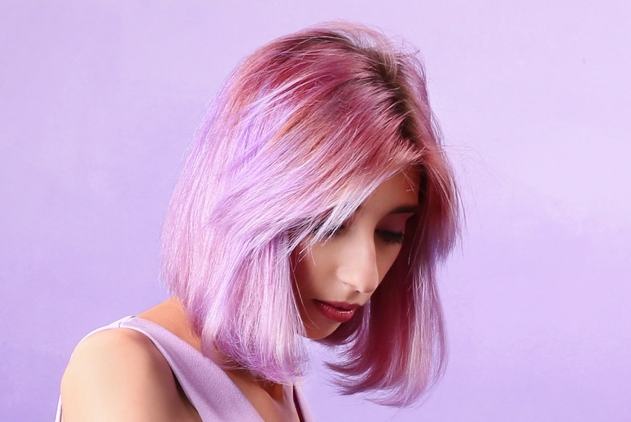 lilac hair with dark roots