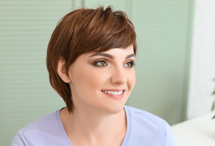 layered long brown pixie