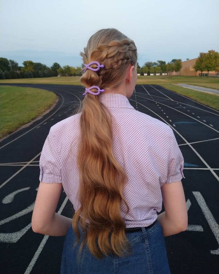 long braided wavy ponytail