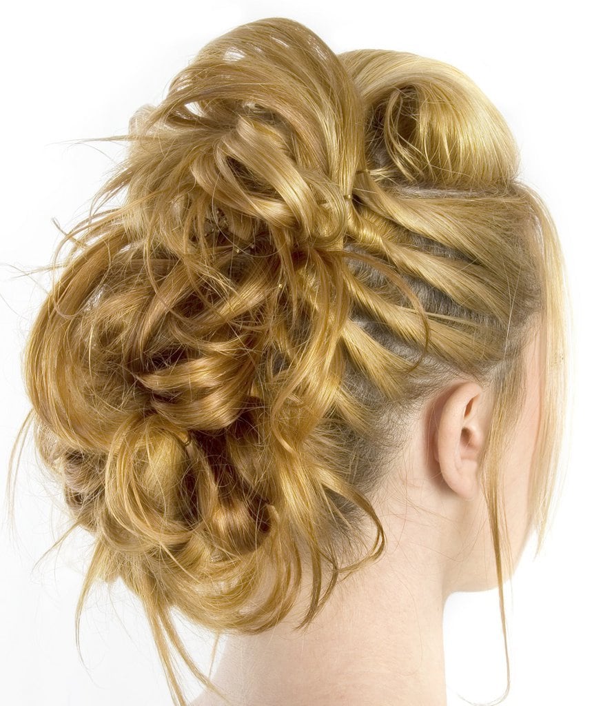 messy updo for long blonde hair