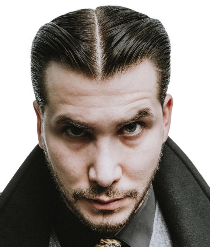 middle part greaser hairstyle for men