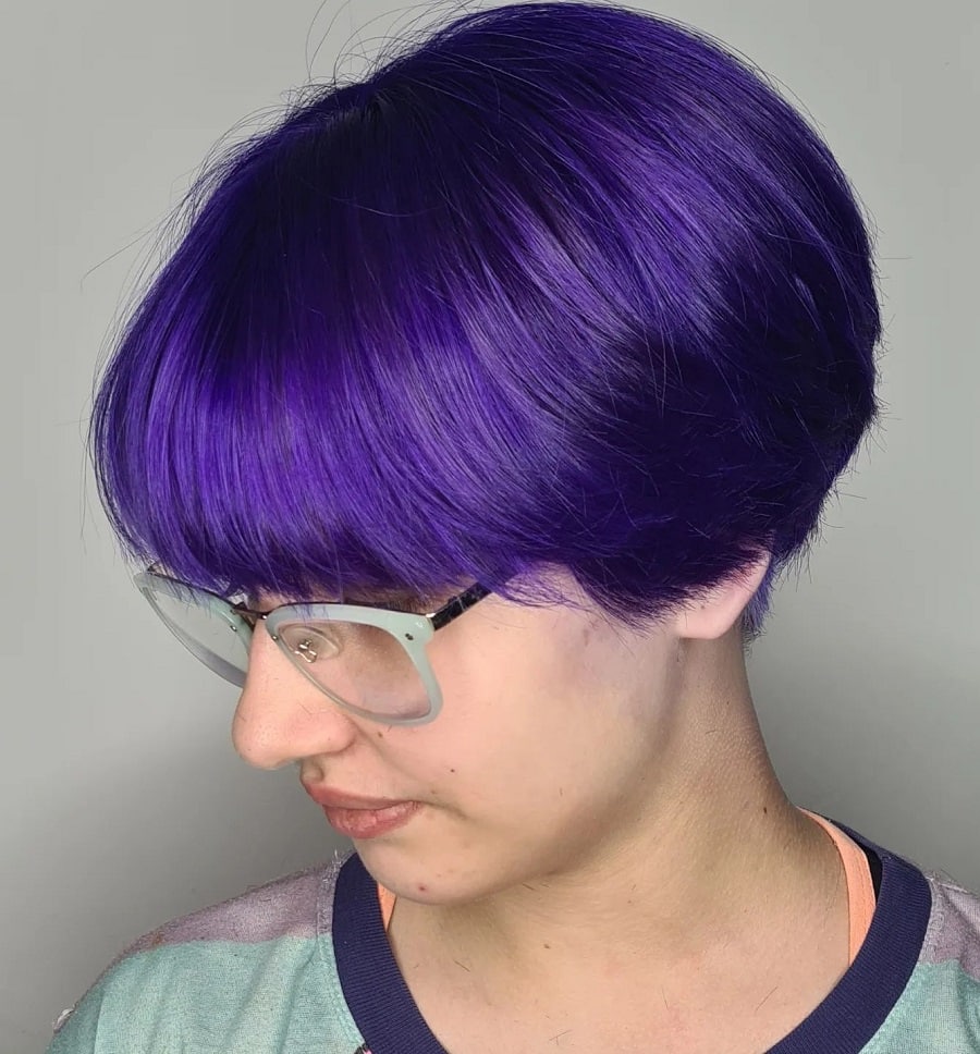 pixie cut with violet hair