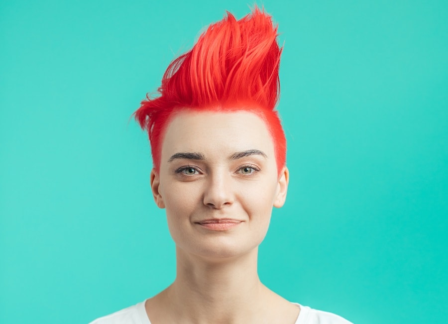 short bright red spiky hairstyle for women