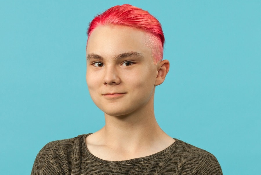 teen boy slicked back hairstyle with shaved side