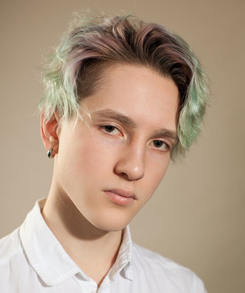 teen boy with colored hairstyle