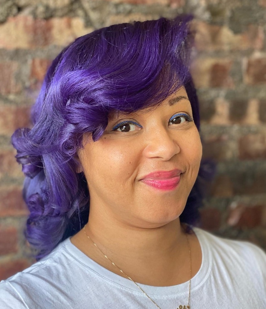 violet hair with side swept bangs