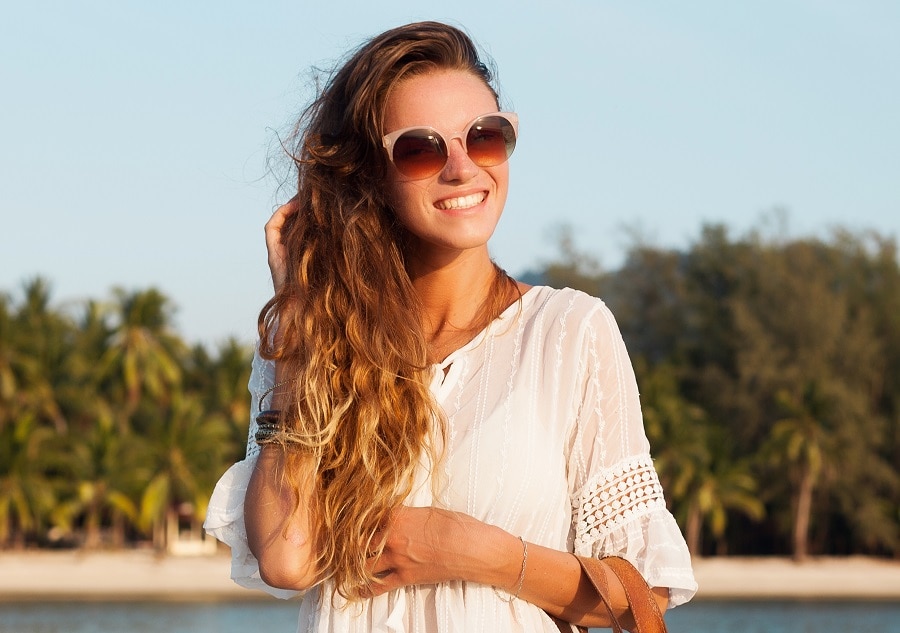 beach waves on brown ombre hair