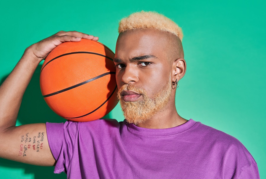 blonde mohawk with fade for black men
