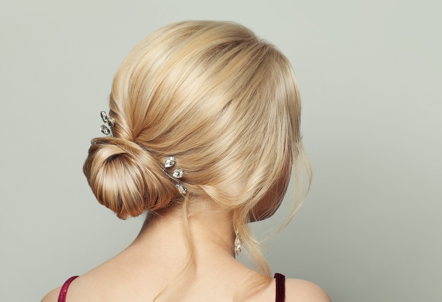 blonde updo for thin long hair