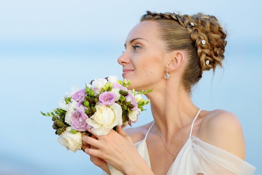 braided updo for beach wedding