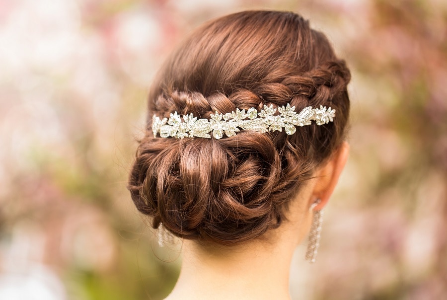 braided updo for wedding guest