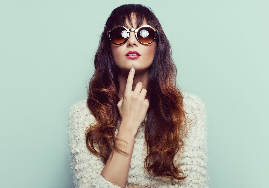 brown ombre hair with bangs