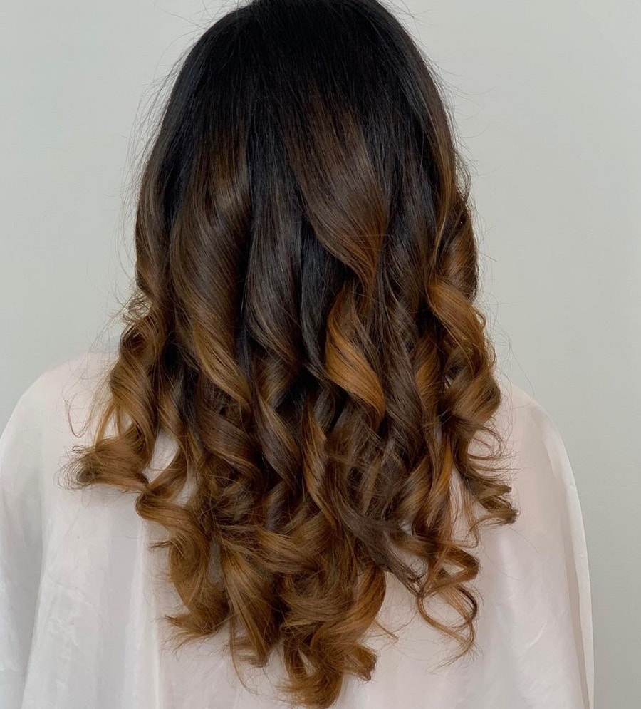 brown ombre hair with loose curls