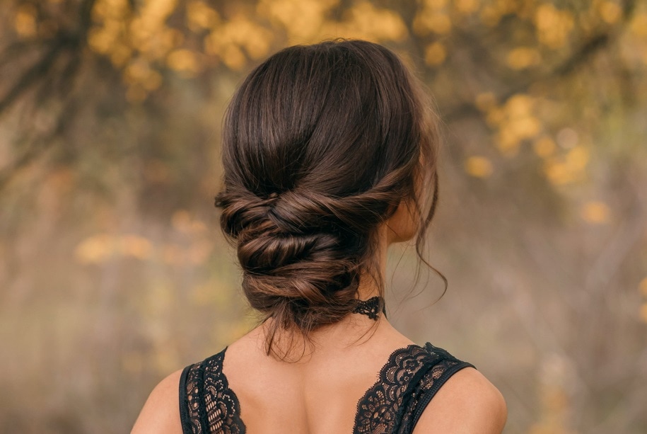 brunette updo for thin hair