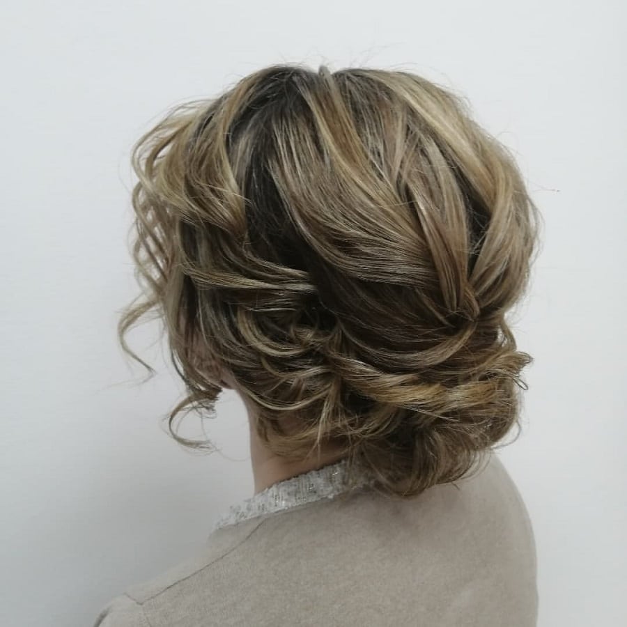 casual updo for medium wavy hair