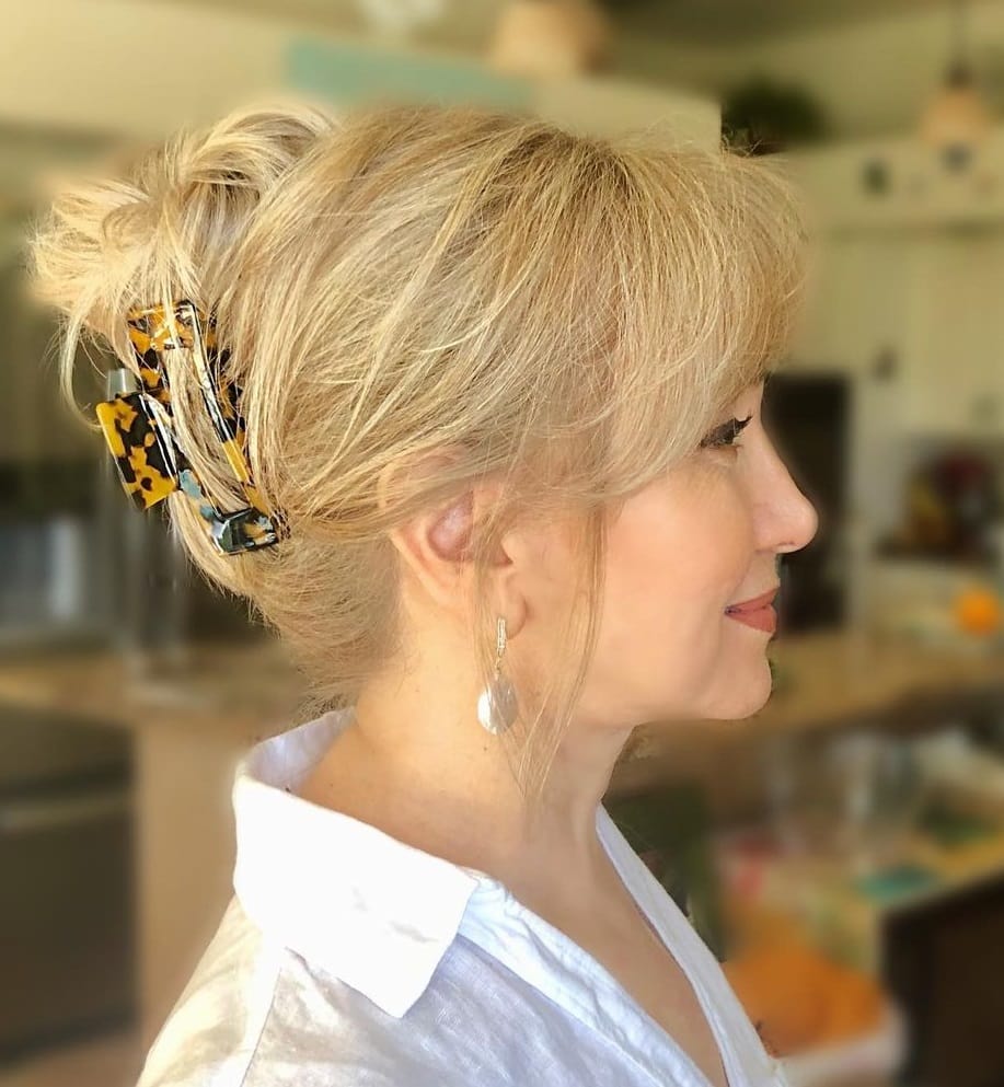 casual updo with claw clip