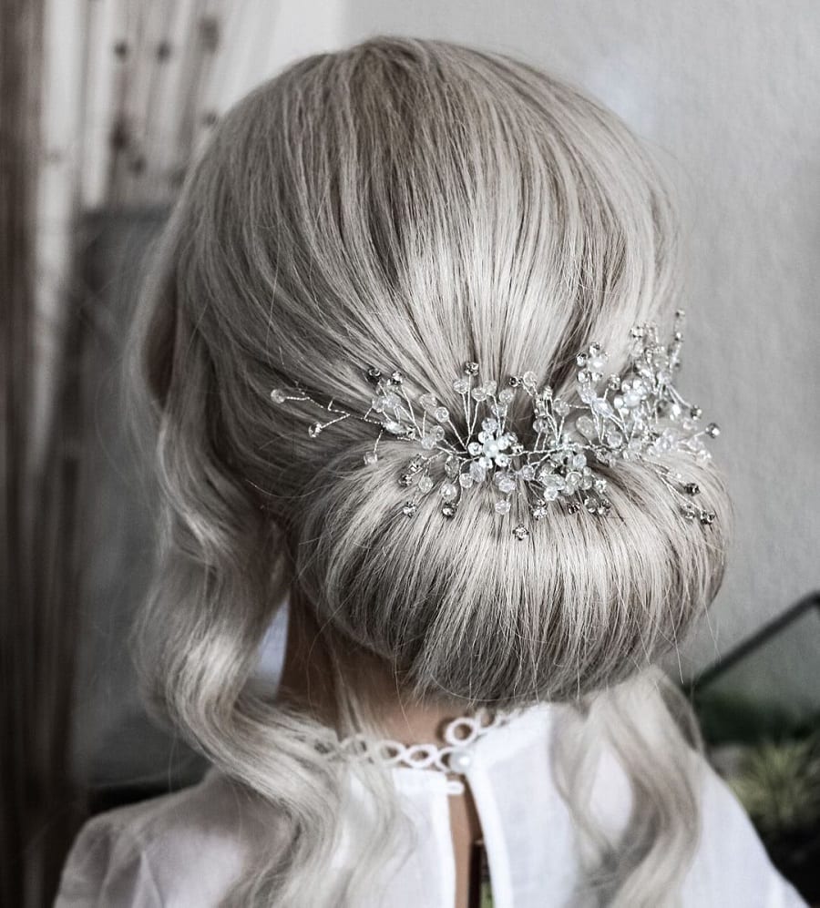 chignon bun for silver hair