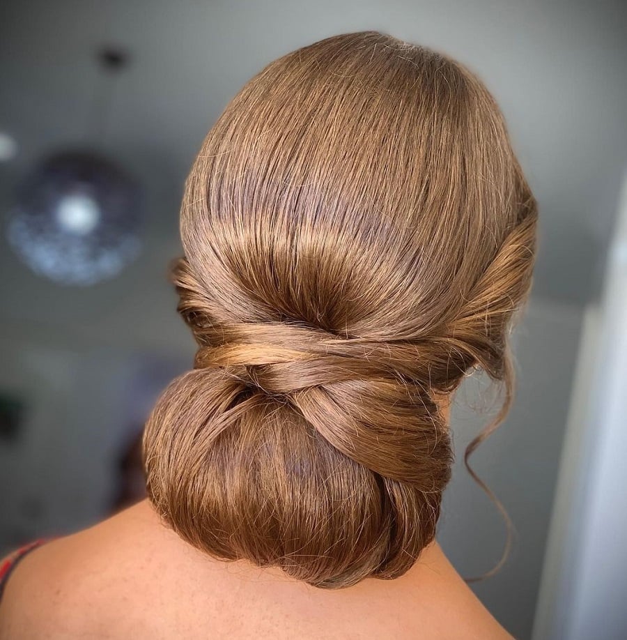 chignon bun for thick brown hair