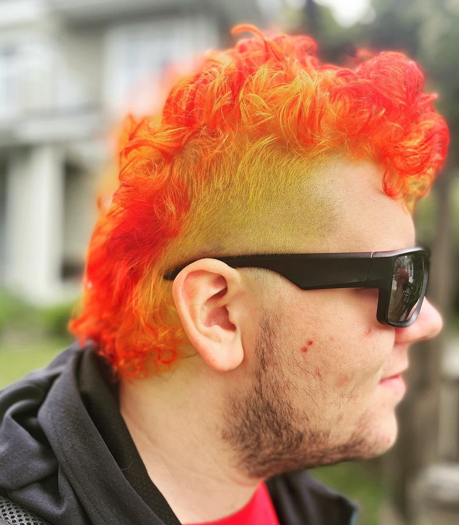 curly orange mullet for men