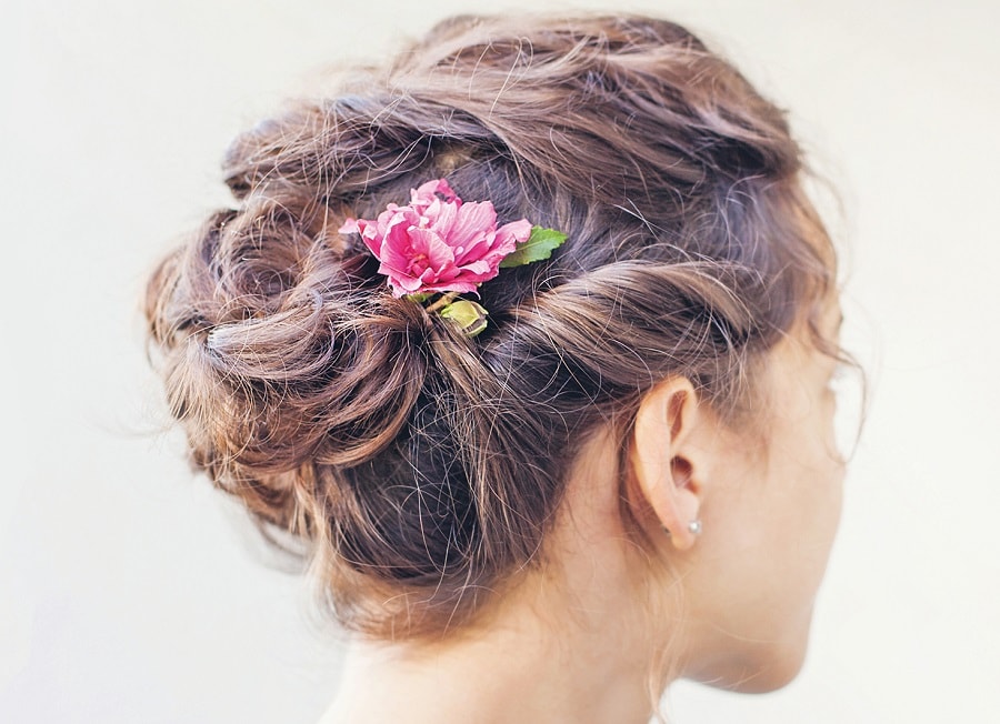 curly updo for beach wedding