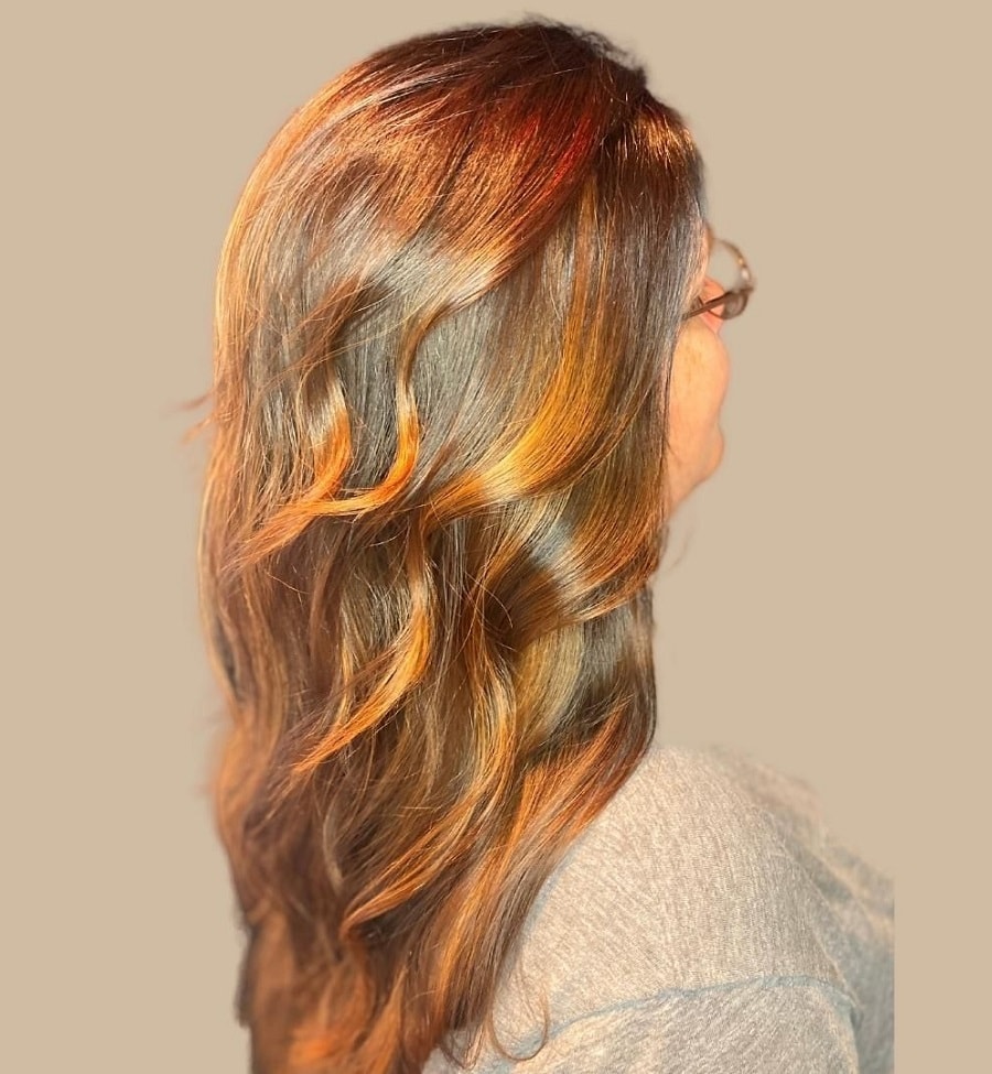 dark blonde hair with copper highlights