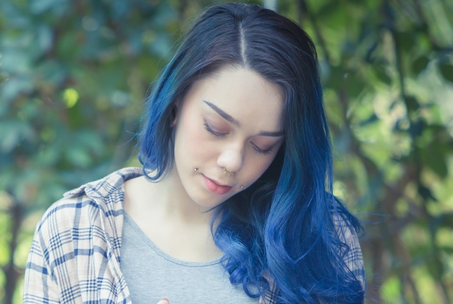 dark ocean blue ombre hair