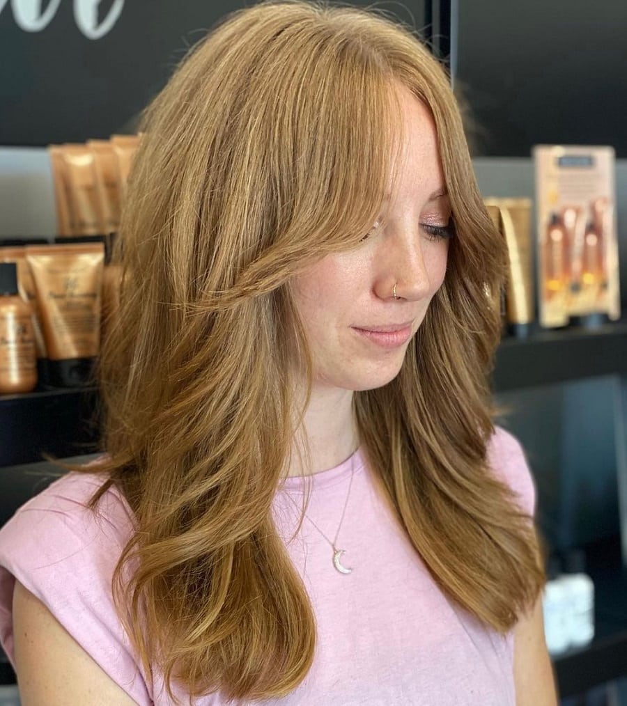 feathered bangs for brown hair