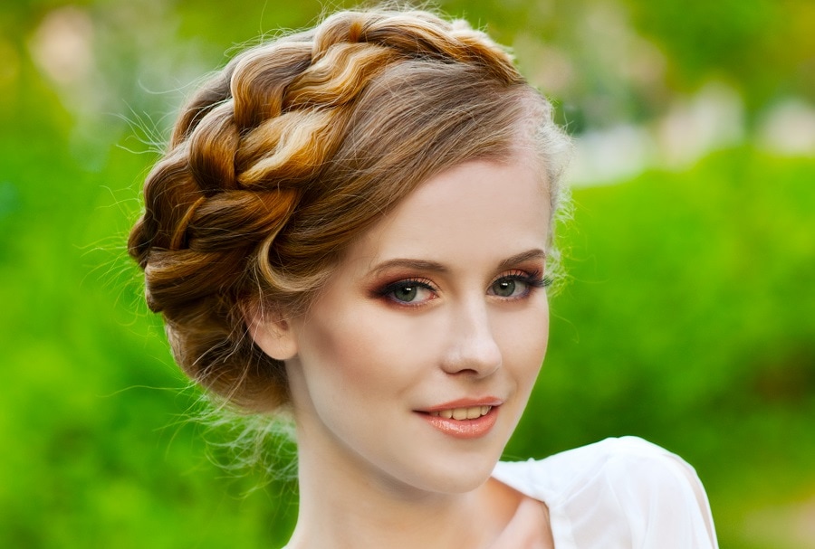 greasy hairstyle with crown braid
