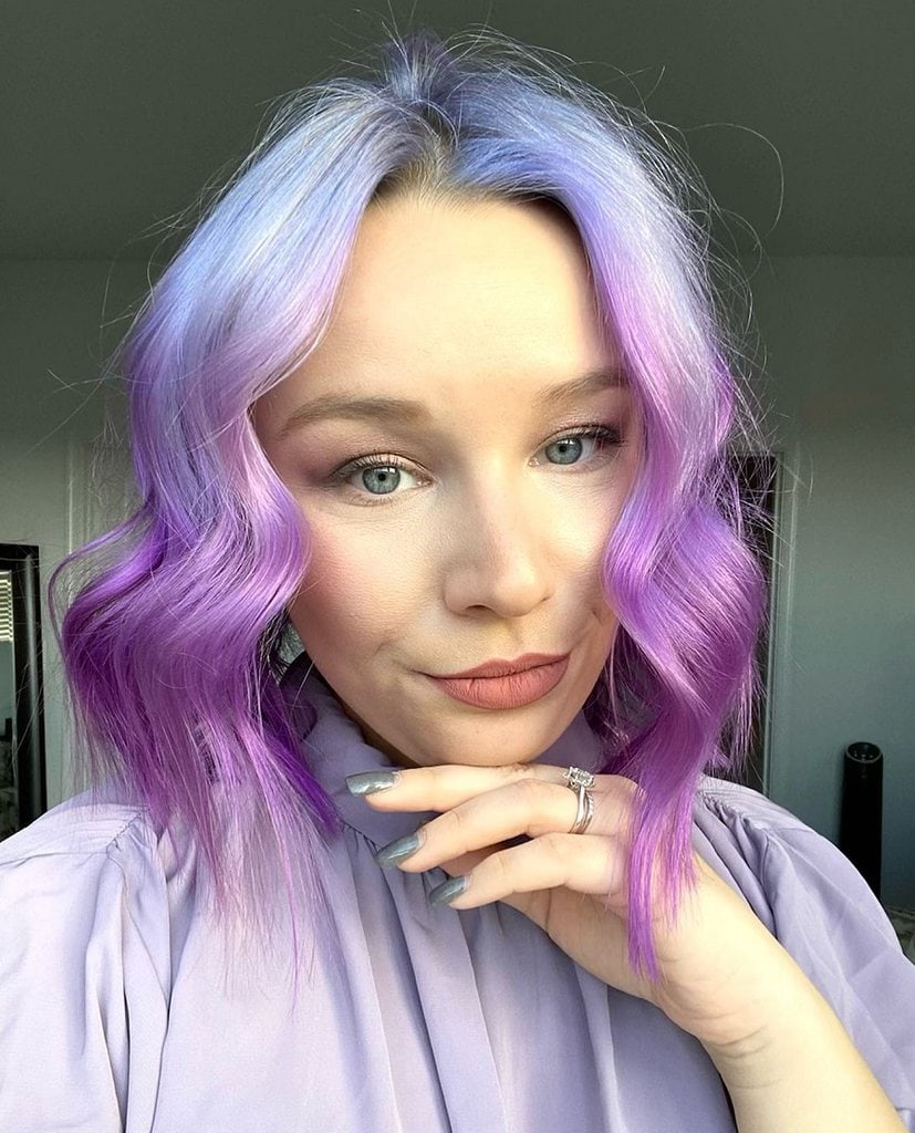 lavender purple ombre on silver hair