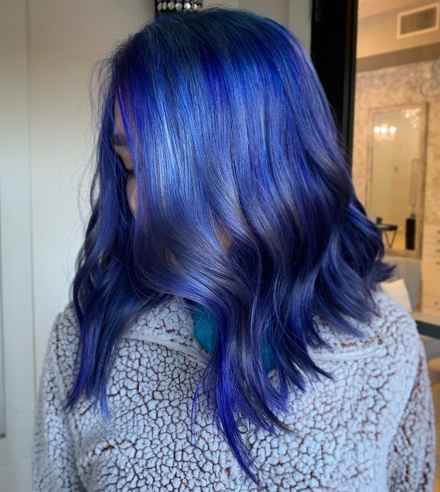 long inverted blue bob