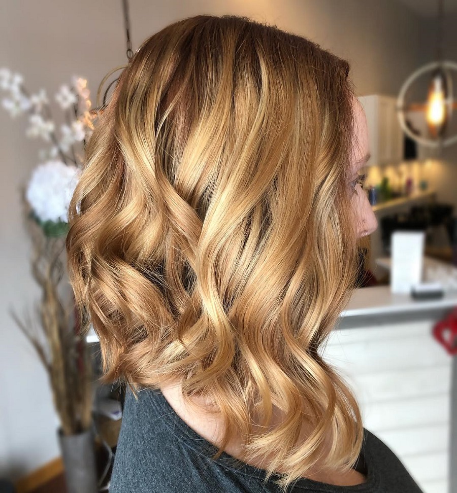 long inverted bob for blonde balayage hair