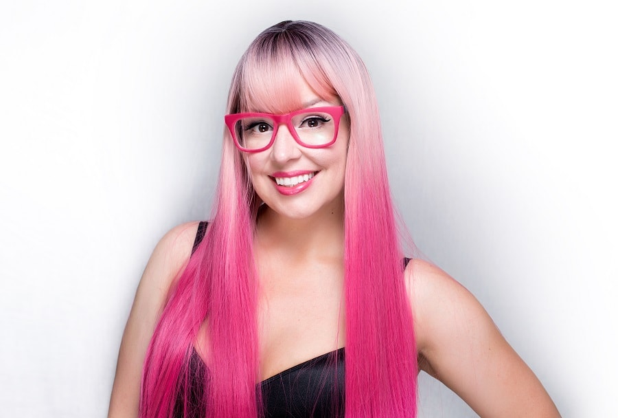 long pink hair with wispy bangs