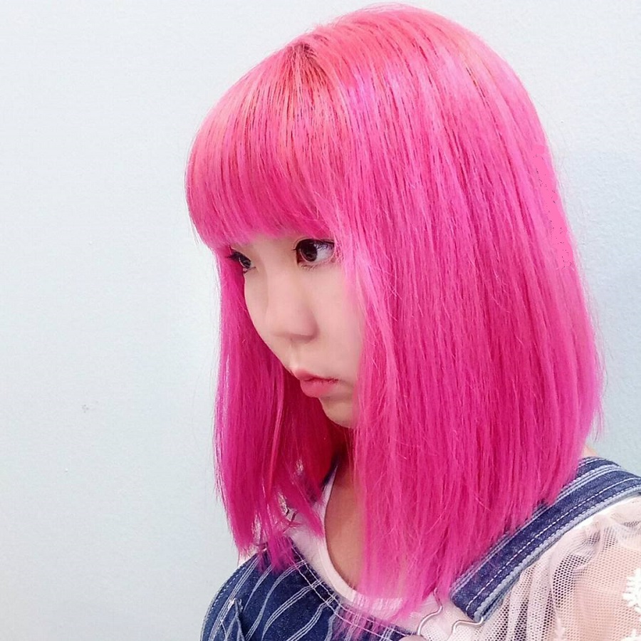 long pink inverted bob