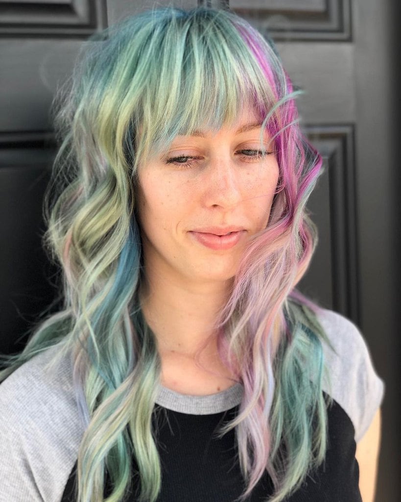 long shag with pastel hair